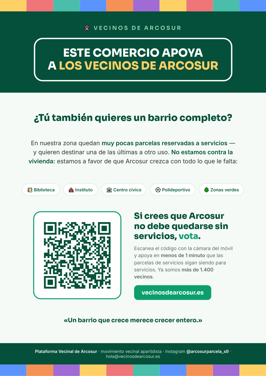 Cartel: este comercio apoya a los vecinos de Arcosur